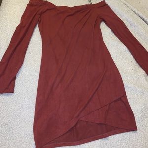 Mini Faux Suede Long Sleeve Dress